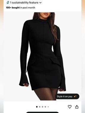 OFEEFAN women’s long sleeve mock neck dress